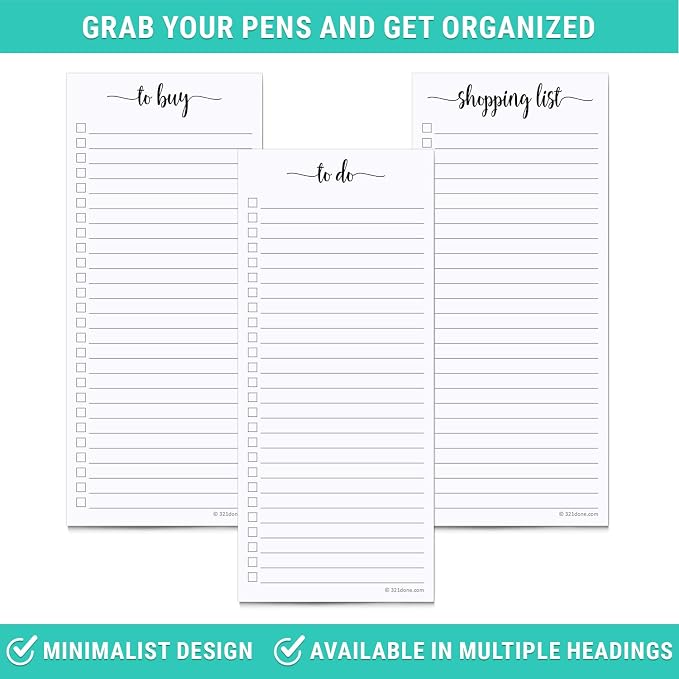321Done 2-Pack Slim Shopping List Notepad, Made in USA - Image 5