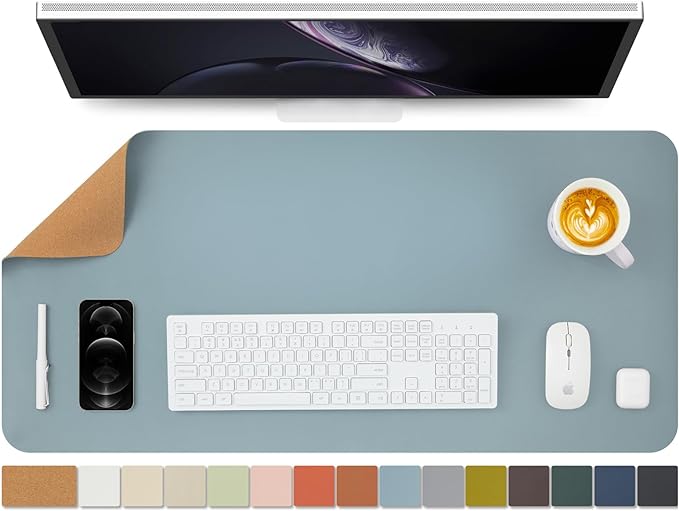 Cork Desk Mat - Dual-Sided Desk Pad by HOMIEAZICOZI