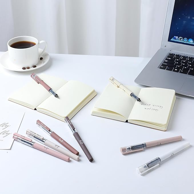 FUNFULL Aesthetic Cute Stick Rollerball Pens, 0.5mm Fine Point Coffee Gel Pens - Image 6