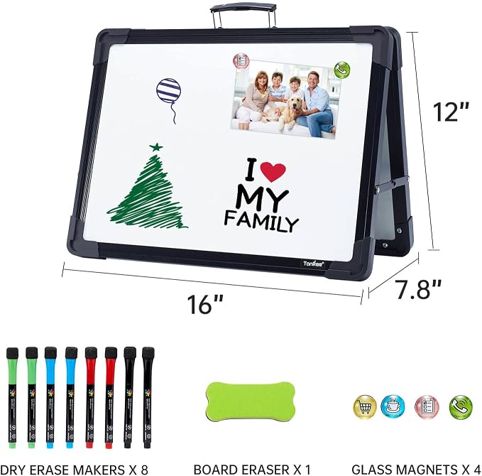 Small Dry Erase White Board – TANKEE Magnetic Desktop Foldable Whiteboard - Image 6