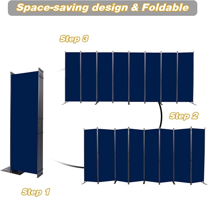 CHOSENM Room Divider, 8 Panel Folding Privacy Screens - Image 5