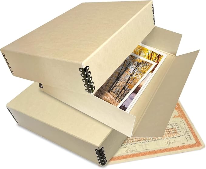 Lineco, 9x12 Tan Color Museum Archival Storage Box, Drop Front Design. Acid-Free - Image 9