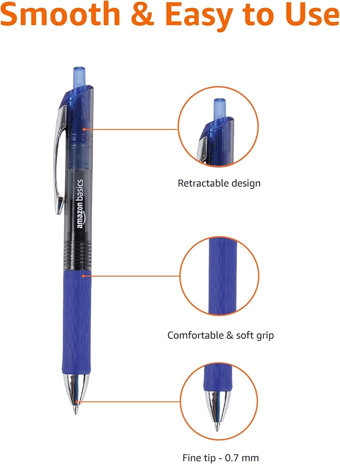 Amazon Basics Gel Pens Fine Point Smooth Writing Pens, Retractable, 12 Pack - Image 4