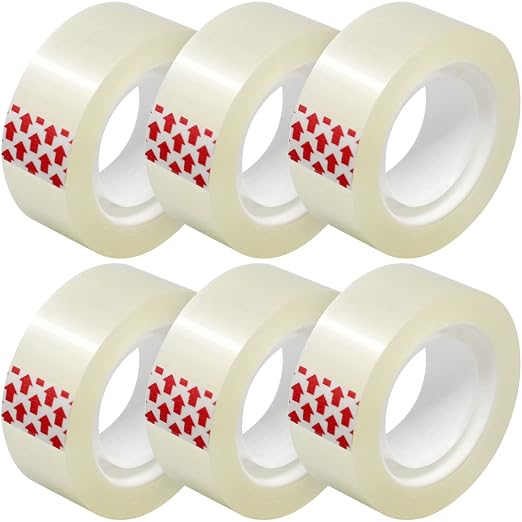 Turxayox 6 Rolls Transparent Tape Refills, Hand Tearable, 3/4 x 1000 Inches by Turxayox