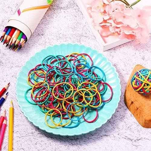 Outus 4 Roll Rubber Band Elastic Ball About 400 Pieces Colorful Rubber Bands Stretchable Rubber Band Balls Stationery Holder Elastic Band Loops for DIY, Arts and Crafts Christmas Gift for Grandson