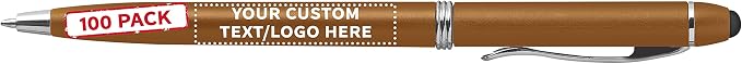 DISCOUNT PROMOS Custom Twist Action Plastic Stylus Pens, Personalized Bulk Pack by DISCOUNTPROMOS