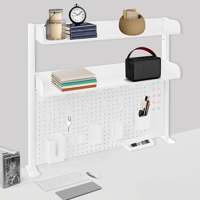 Dlinanta Clamp-On Pegboard Desk Organizer, 2-Tier Clamp On Desk Shelf - Image 2