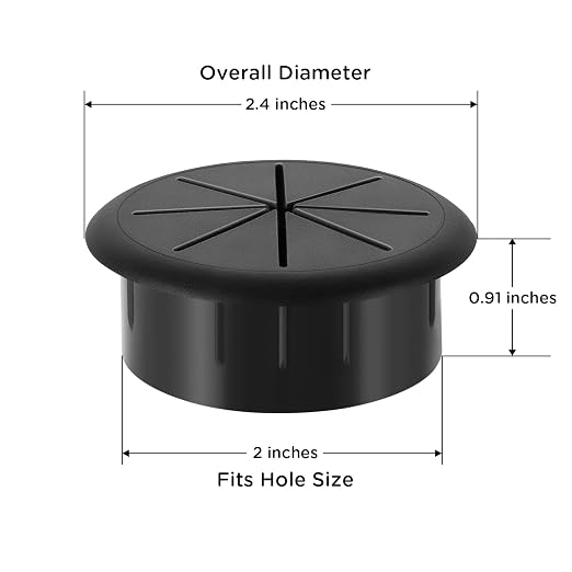 HYCC 2 Inch Desk Grommet Black, Desk Hole Cover - Image 4