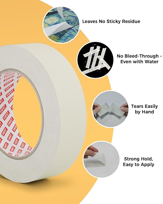 SWRT Masking Tape 1 Inch x 55 Yards – 4 Rolls, Strong Adhesive, Easy Tear - Image 4