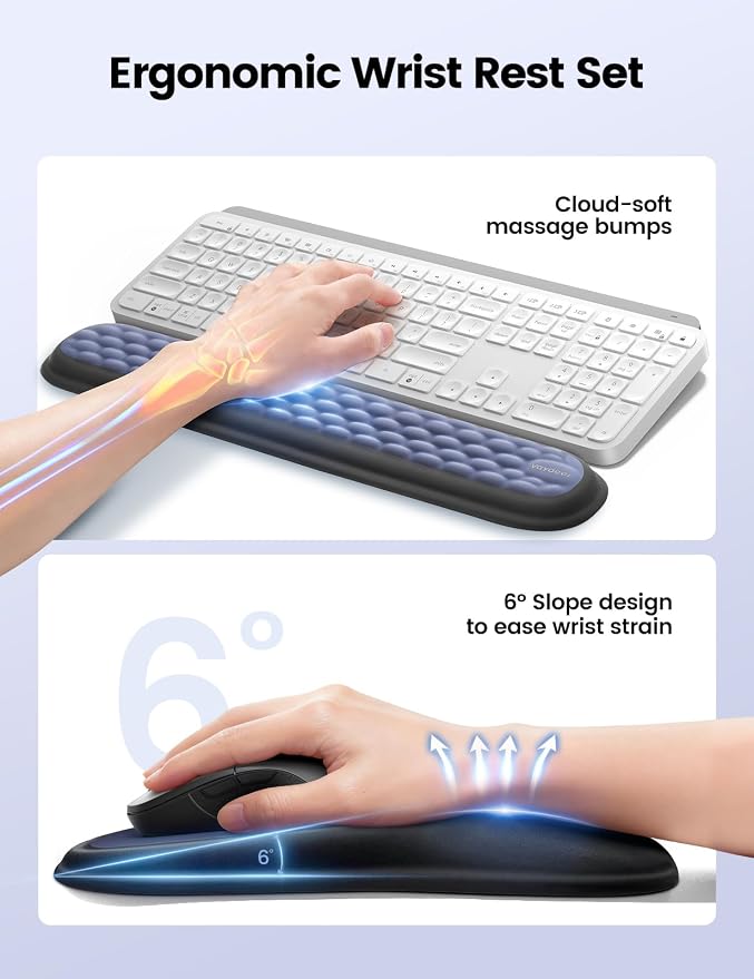 meatanty Keyboard and Mouse Wrist Rest Set, Ergonomic Wrist Pad Support - Image 3