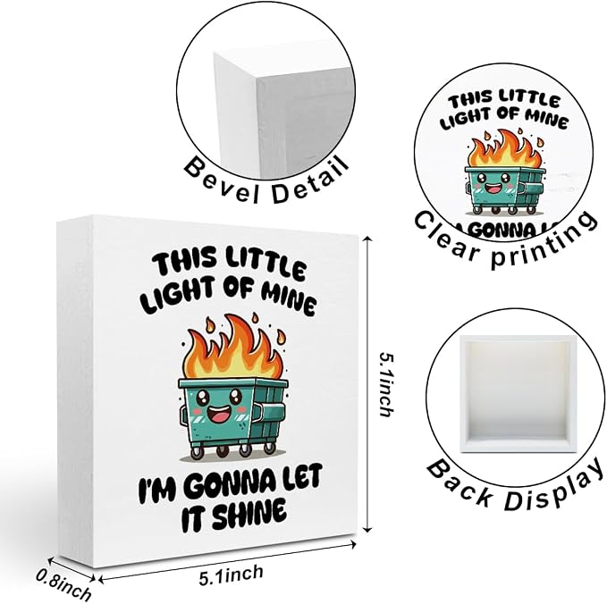 Funny Office Decor, Funny Office Gifts, Dumpster and Fire Wood Box Sign - Image 2