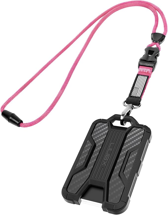 LIUGX Badge Holder with Heavy Duty Breakaway Lanyard, Carbon Fiber-Texture by LIUGX