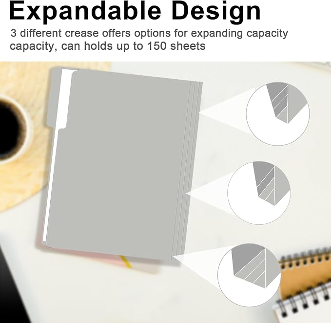File Folder, RAZCC 150 Pack 1/3 Cut Tab File Folders Letter Size, Folders - Image 5