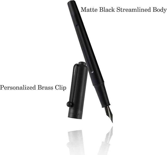 HUASHILAI Luxury Matte Black Forest Fountain Pen Set, Titanium Black Extra Fine