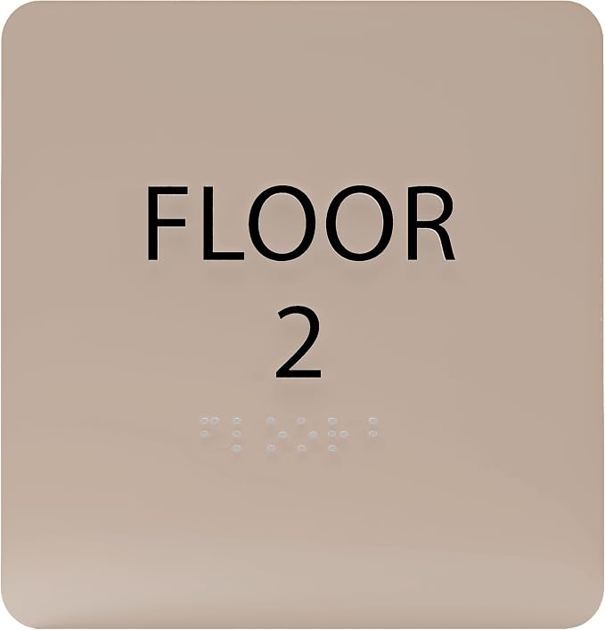 Khaki w/Black ADA Floor 2 Sign by ADACentralSigns
