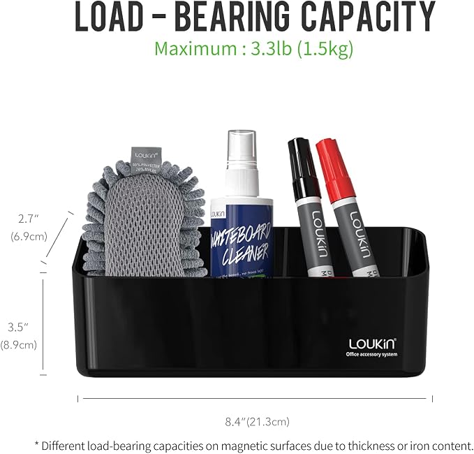 LOUKin Magnetic and Adhesive Marker Holder, Dry Erase Accessory Tray Set - Image 3