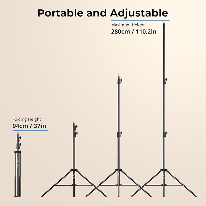 SmallRig LA-S28 Light Stand for Photography, 9.2ft/ 280cm/ 110" Spring - Image 3