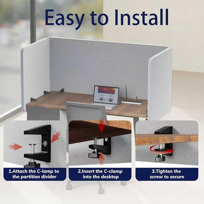 KERRAM Desk Privacy Panel 24 x 60 Inch, Sound Absorbing & Proof Desk Divider - Image 5