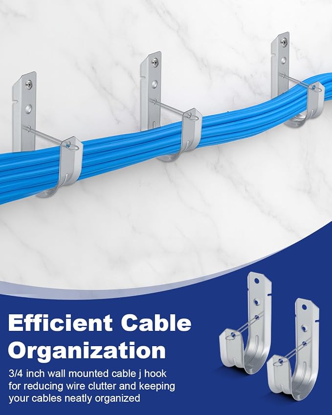 AOKLIT 2" Galvanized Steel J-Hooks, Heavy Duty Wall Mount Cable Support J Hook - Image 4