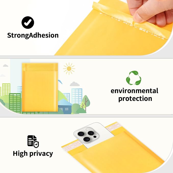 Ctarsthome 52Pack Yellow 4x8inch Kraft Bubble Mailers Small Business Mailing - Image 6