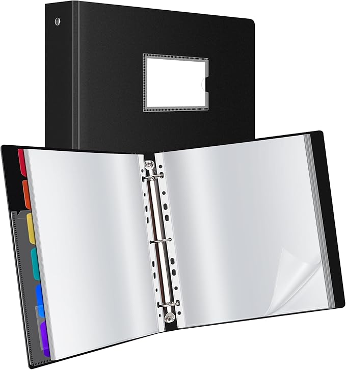 Uquelic 50-Pocket Binder with Plastic Sleeves by Uquelic