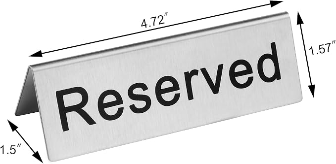 New Star Foodservice Stainless Steel Table Tent Sign, 4.75” x 1.75”) - Image 2