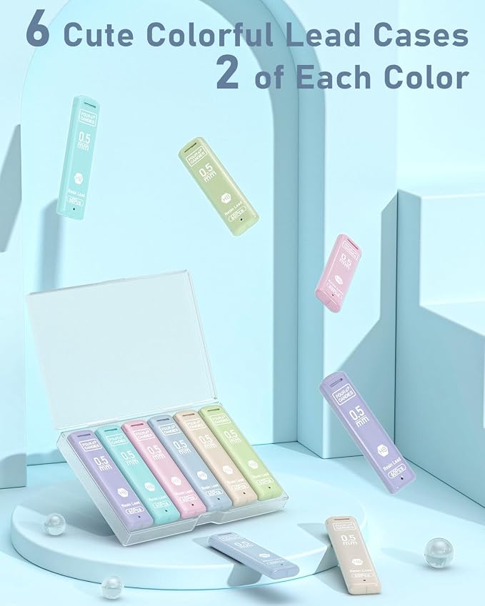 Four Candies 0.5mm Lead Refills in Case, 12 Tubes of 0.5 Lead, 60 Pieces per - Image 8