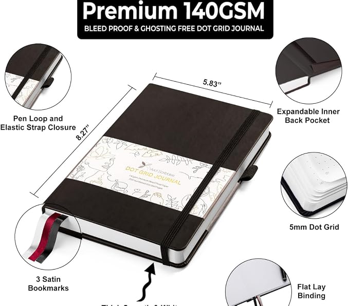 VIVID SCRIBBLES Dotted Journal – 140gsm Bleed Proof Thick White Paper – 200 - Image 3