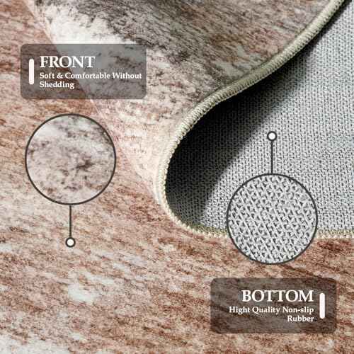 2'6x12 Runner Rug Washable Abstract: Non Slip Hallway Floor Mat Brown/Brick
