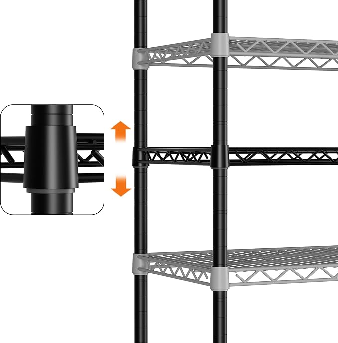 SINGAYE 5 Adjustable Heavy Duty Garage Shelving Wire Shelves Metal Standing - Image 6