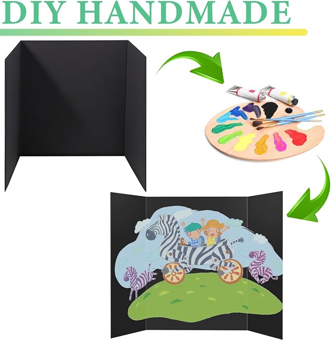 3-Pack Black Trifold Display Boards, 24 x 16 Inches Tri-Fold Corrugated - Image 4
