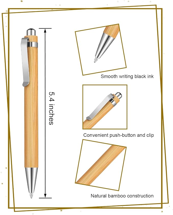 lyforx 250pcs Bamboo Pens Bulk Wooden Bamboo Pens Engraving Wooden Ballpoint - Image 2