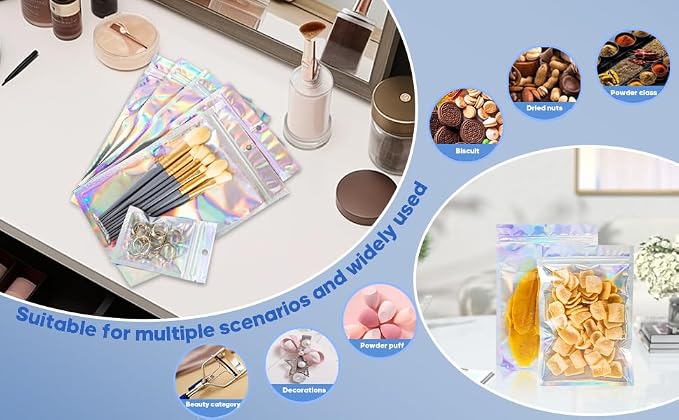 100pcs Holographic Bags, 5.5x7.8 inch Resealable Zipper bags - Image 6