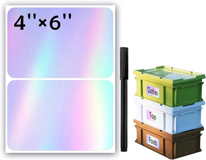 100Pcs Large Laser Labels for Storage Bins, 6x4 Inch Removable Labels, Large by JIEHENG