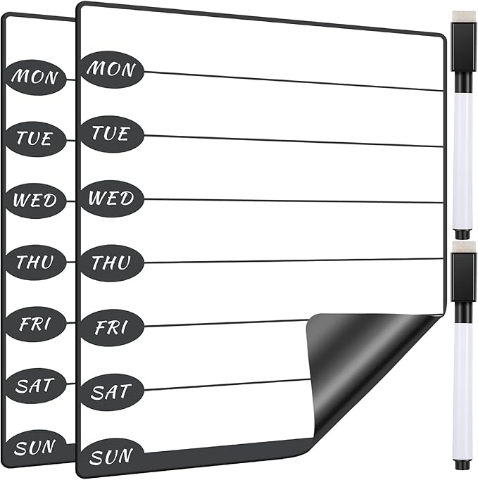 Outus 2 Pieces Magnetic Weekly Dry Erase Boards Erasable Weekly Calendars by Outus