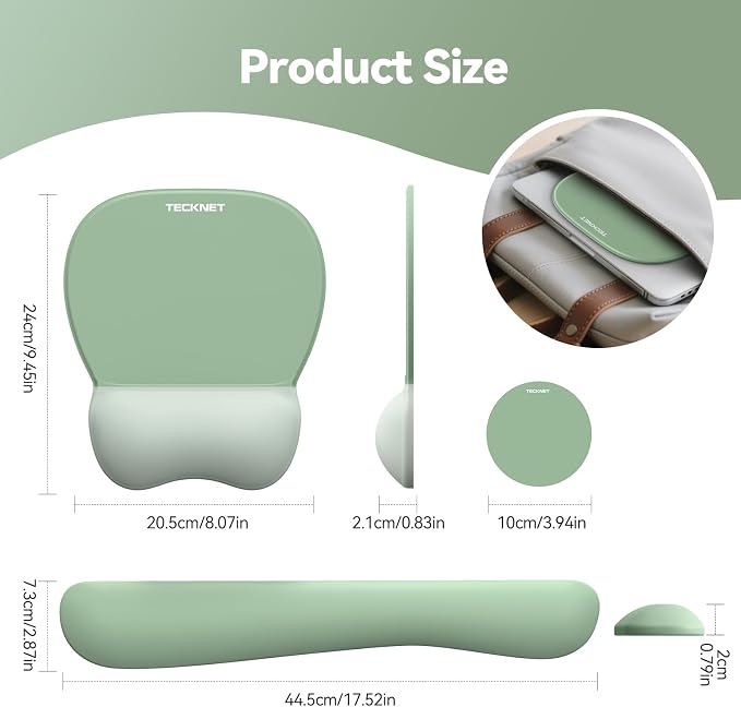 TECKNET Gel Mouse Pad with Wrist Rest, 3 in 1 Keyboard Wrist Rest - Image 7