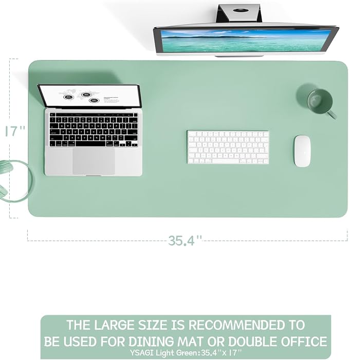 YSAGi Non-Slip Leather Desk Pad L Size, Waterproof Laptop Computer Desk - Image 2