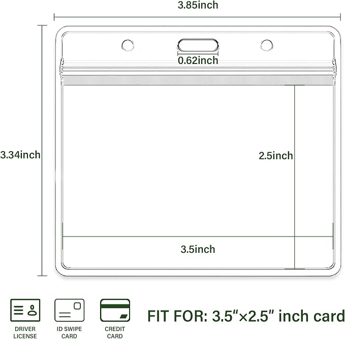 3.5x2.5 Inches Horizontal Badge Holder, Badge Sleeve Fits Name Tag - Image 2