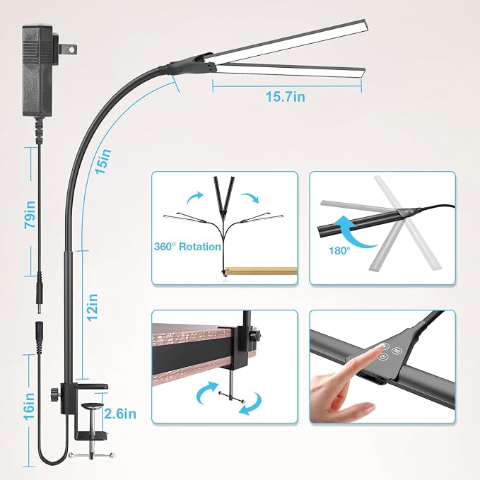 Hensam Desk Lamp for Office Home, 31.5" Desktop Lighting Bar - Image 7