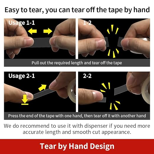 Turxayox 6 Rolls Transparent Tape Refills, Hand Tearable, 3/4 x 1000 Inches - Image 2