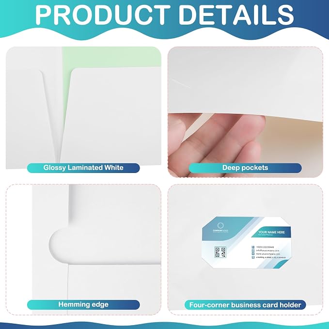 Yeaqee 125 Pack 2 Pockets Glossy Laminated Paper Folder First Day of School - Image 3