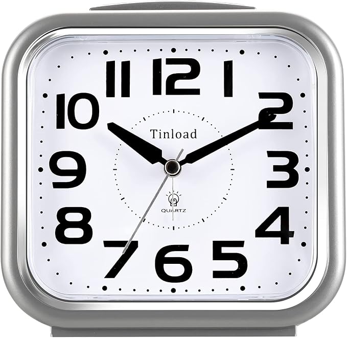 Tinload 5.5" Large Analog Alarm Clock Silent Non Ticking, Gentle Wake, Beep by Tinload