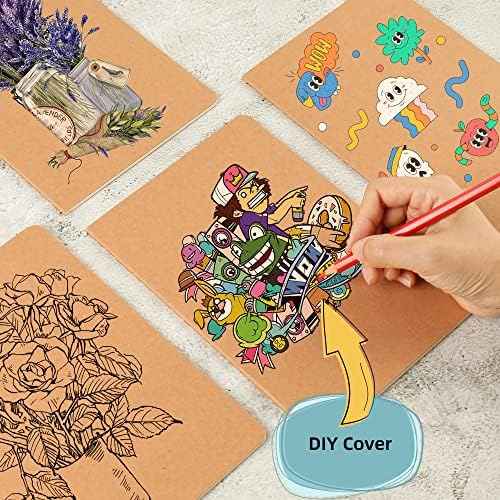 24 Pack College Ruled Notebook & Journal Bulk, Kraft Cover, Line Thick Paper, A5 Size, 5.5x8.3 inch, 60 Pages, Small Subject Note Pad Planner Set for Women Men Kids Traveler Student Office