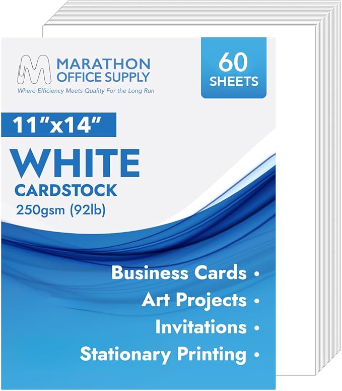 MOS White Cardstock Paper 11 x 14 Inch — Heavyweight Poster Board Card Stock by Marathon+Office+Supply