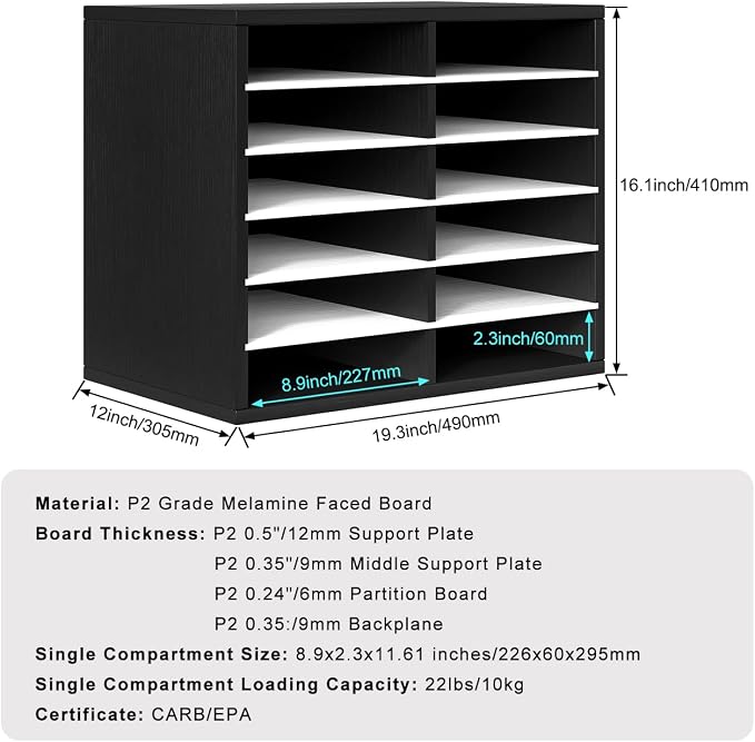 PAG Countertop Mail Sorter Organizer, Wooden Literature Organizer, Student - Image 2