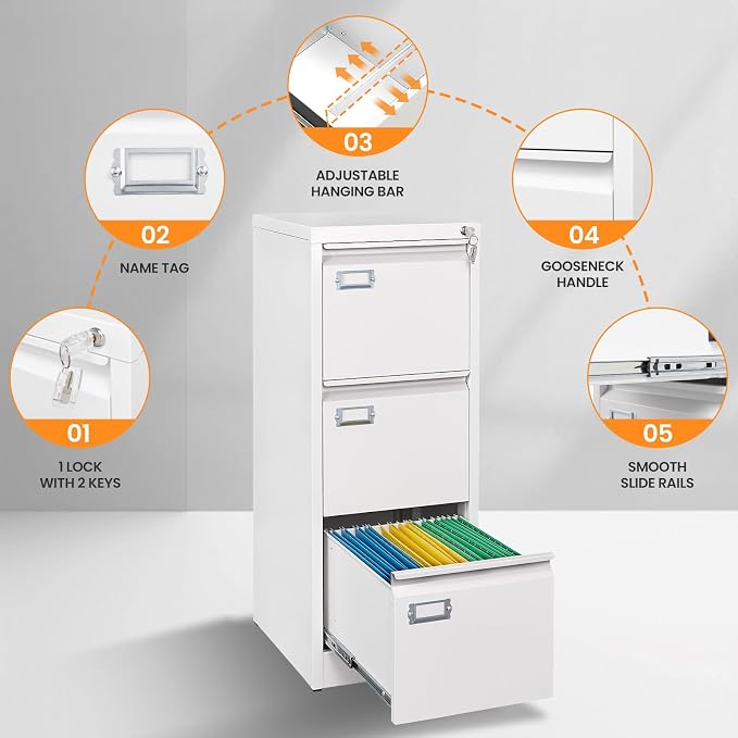 AFAIF 3 Drawer File Cabinet - Image 6