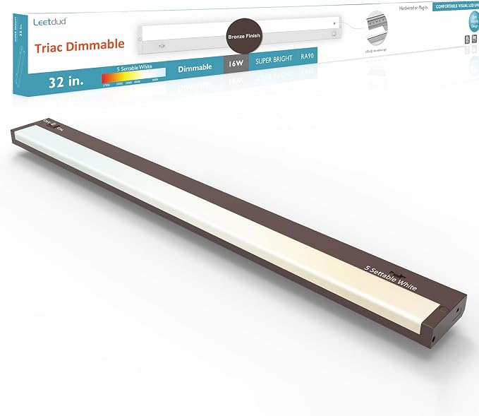 Leetdud LED Under Cabinet Lighting Hardwired or Plug in, 32 Inch 16W, Dimmable by Leetdud