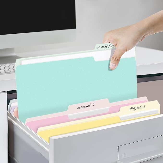 SUNEE File Folders, 120 Pack Manilla Folders 8.5 x 11, Colored File Folders - Image 7