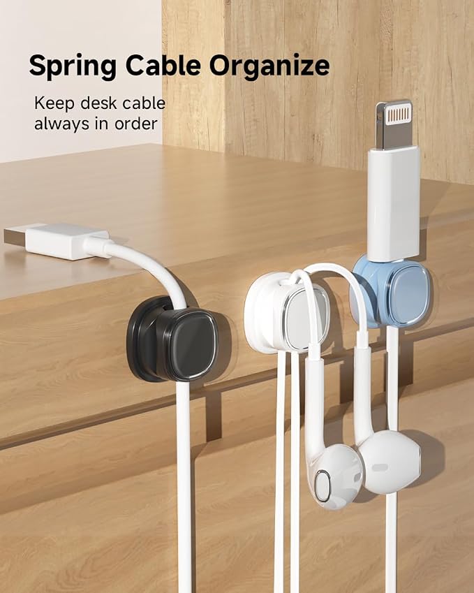 9 Pack Cord Organizer, Spring Cable Management, Adhesive Cute Cable Holder Clips - Image 2