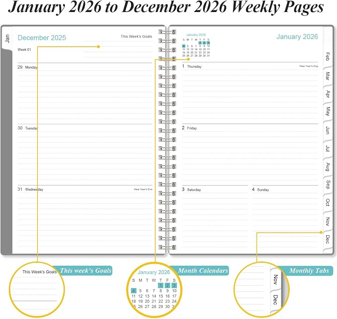2026 Planner - Planner 2026 from January 2026 - December 2026, Weekly & Monthly - Image 3